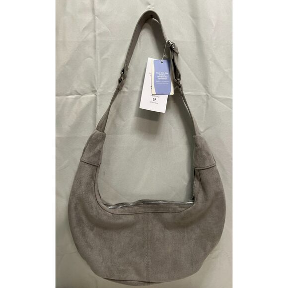 NWT ah.dorned grey vegan suede hobo bag - Picture 2 of 12